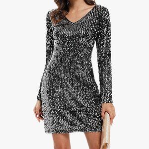 Black Sequin Mini Dress - Henly Kiraeiou